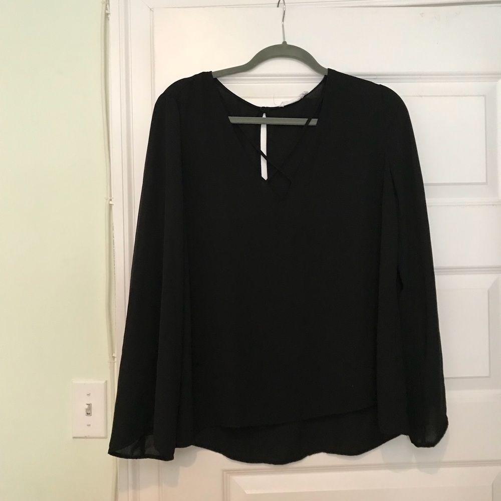 Nordstrom Bell Sleeve Cross Front Blouse Sz L